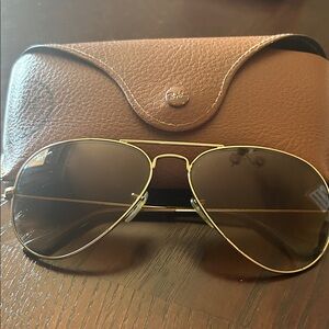 Ray-BanAviator Large Metal Non-Polarized Gold Frame/Crystal Brown Gradient Lens